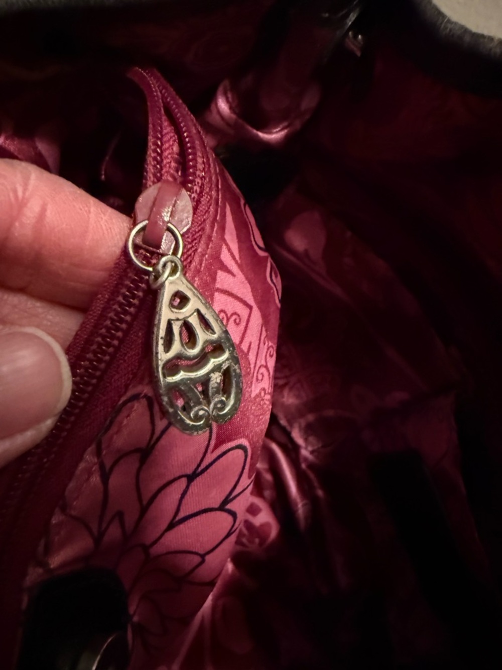 Brighton Valencia Pewer With Black  Embroidered Handbag EUC - Picture 11 of 13